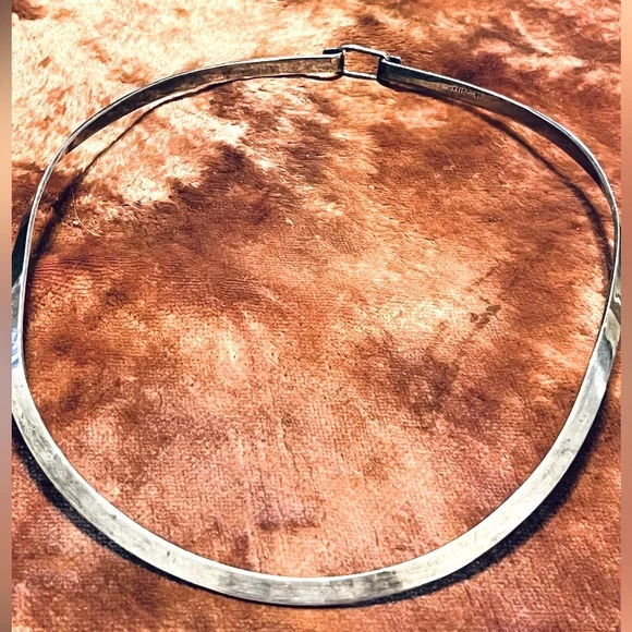 Sterling Silver 925 Torque Torc Modernist Necklace Ring Collar Vintage - Picture 2 of 9